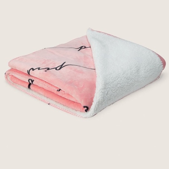 PINK Victoria's Secret Other - Pink Victoria Secret  NWT, cozy PINK logo blanket. Size 50x60, pink/black/white